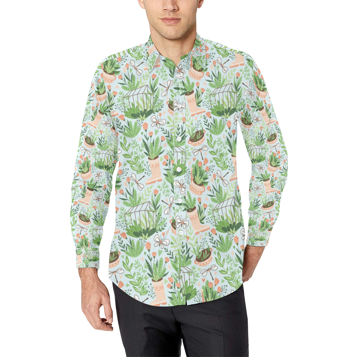 Gardening Pattern Print Design G04 Men's Long Sleeve Shirt