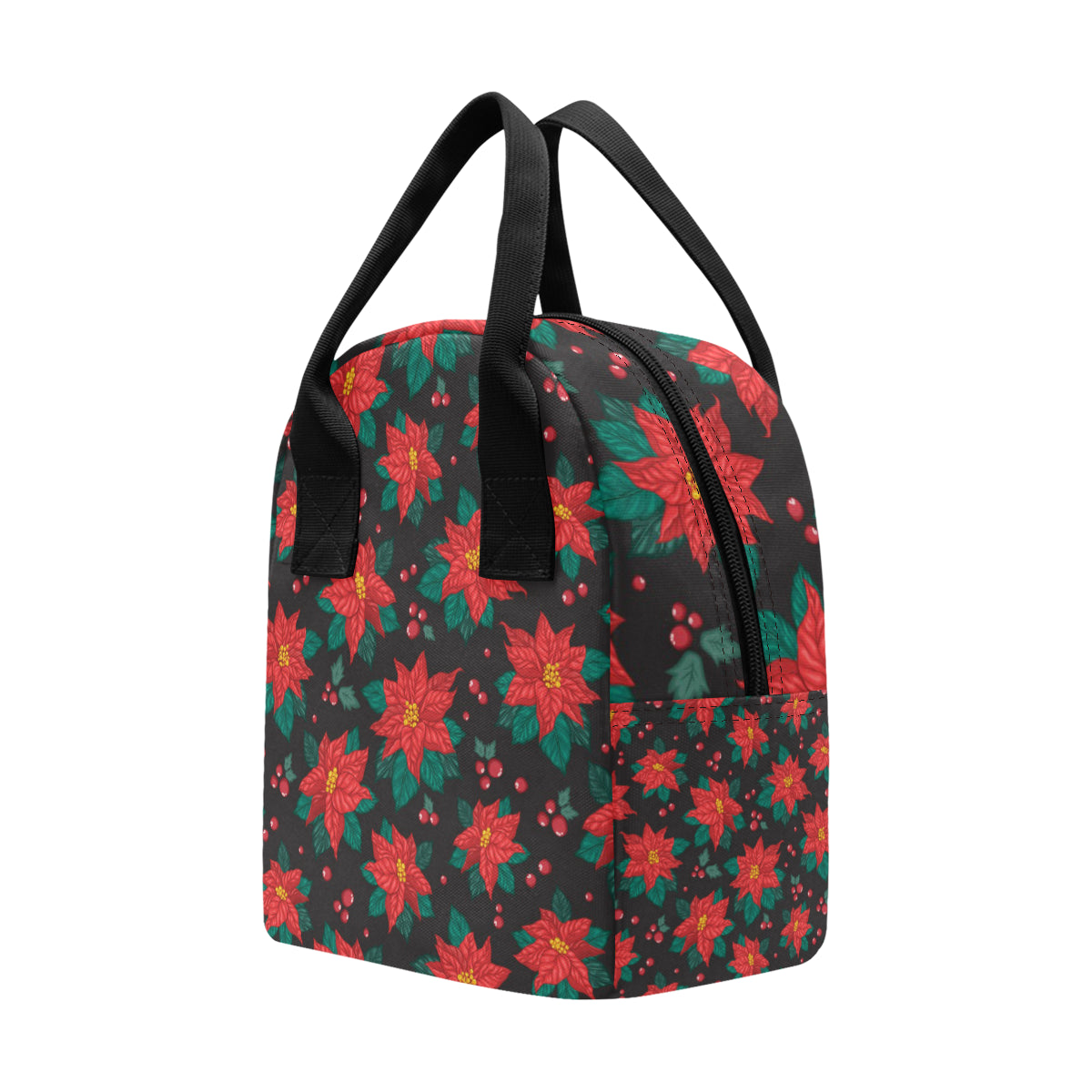 Poinsettia Pattern Print Design POT07 Insulated Lunch Bag