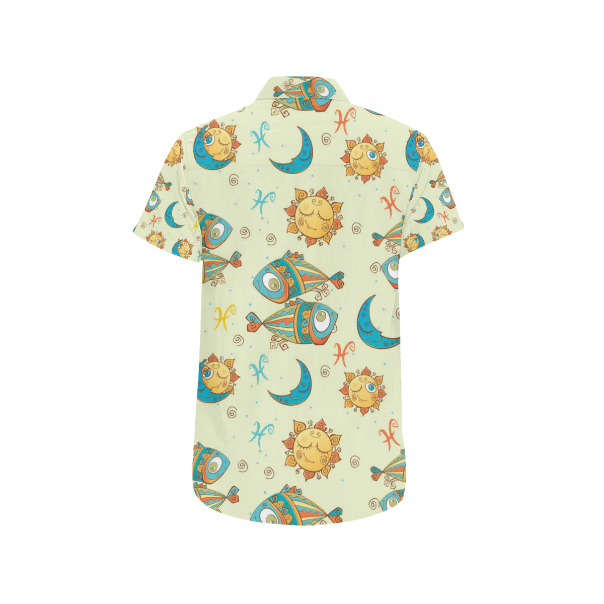 Pisces Pattern Print Design A03 Men's Short Sleeve Button Up Shirt