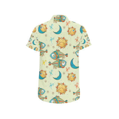 Pisces Pattern Print Design A03 Men's Short Sleeve Button Up Shirt