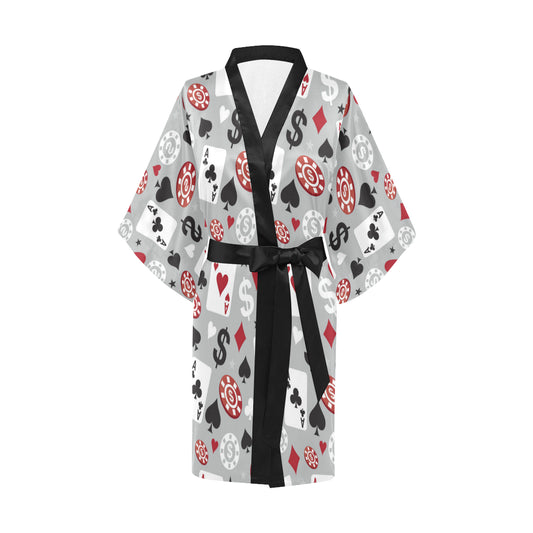 Casino Pattern Print Design 01 Women's Short Kimono