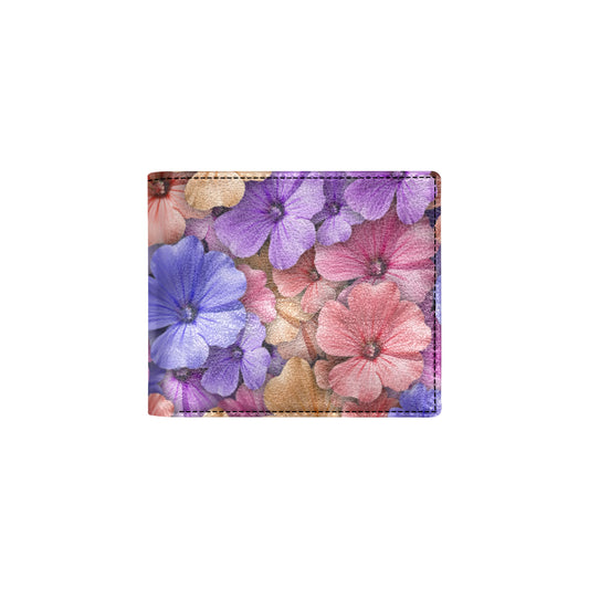 Colorful Geranium Pattern Men's ID Card Wallet