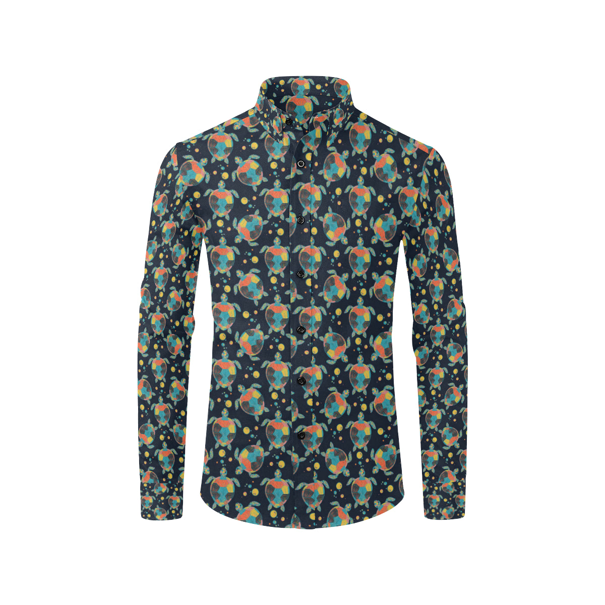 Sea Turtle Colorful with bubble Print Men's Long Sleeve Shirt