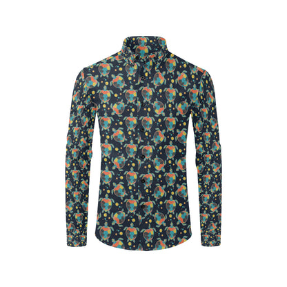 Sea Turtle Colorful with bubble Print Men's Long Sleeve Shirt