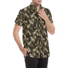 Horse Camo Themed Design Print Men's Short Sleeve Button Up Shirt