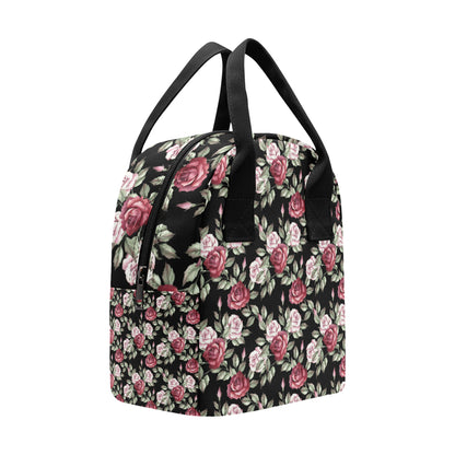 Rose Red Pink Pattern Print Design RO03 Insulated Lunch Bag