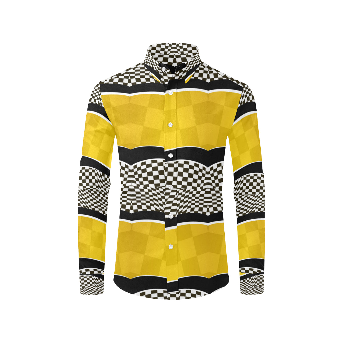 Checkered Pattern Print Design 02 Men's Long Sleeve Shirt