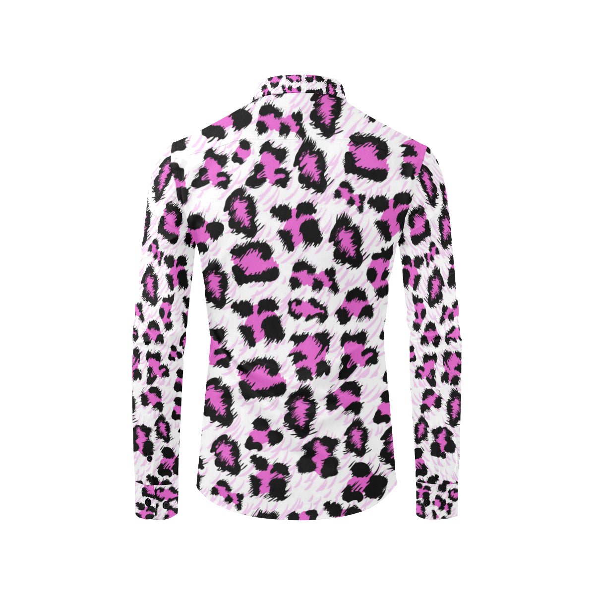 Leopard Pink Skin Print Men's Long Sleeve Shirt