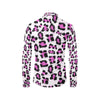 Leopard Pink Skin Print Men's Long Sleeve Shirt