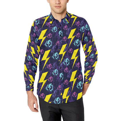 Lightning Thunder Pattern Print Design 01 Men's Long Sleeve Shirt