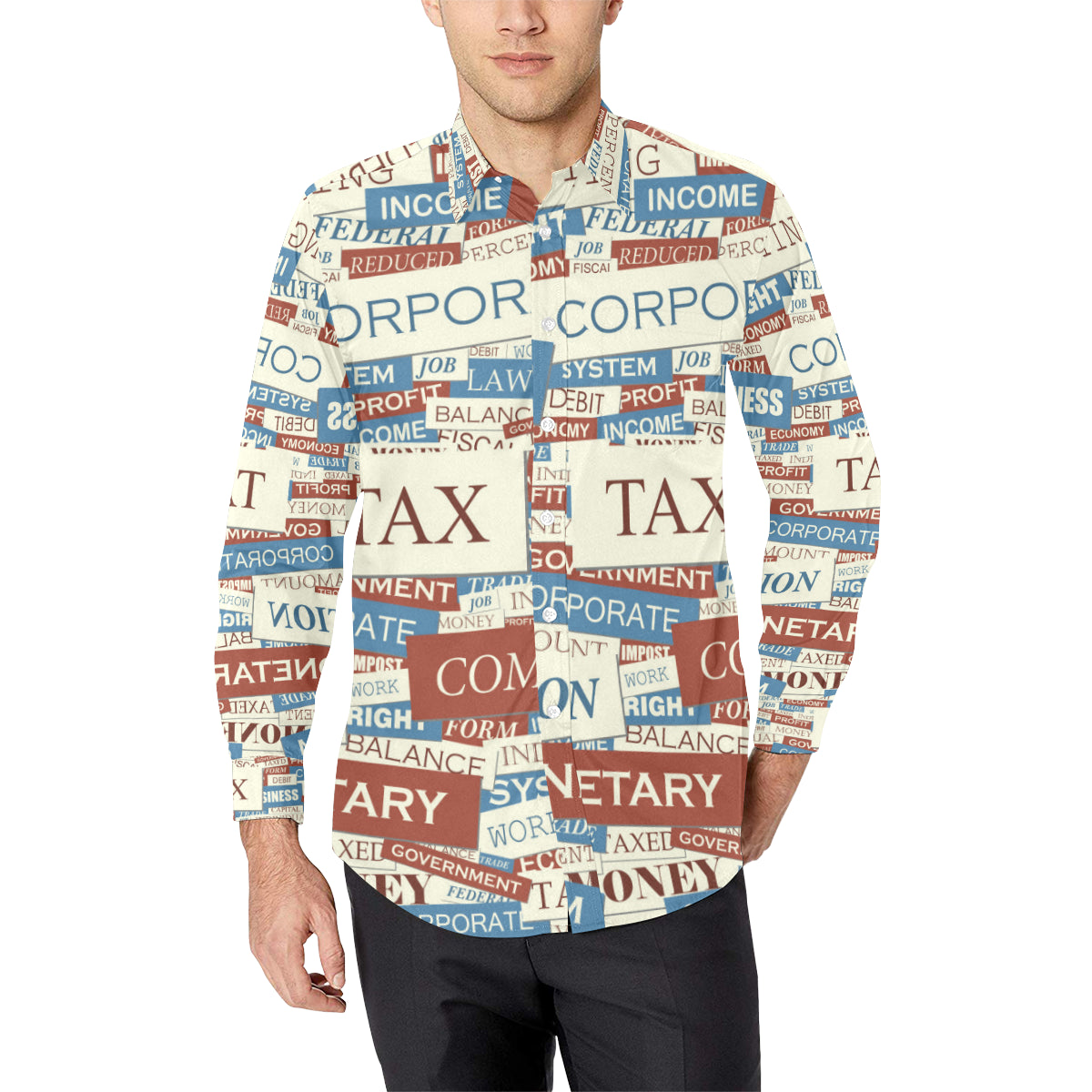 Accounting Financial Pattern Print Design 01 Men's Long Sleeve Shirt