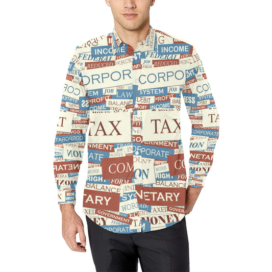 Accounting Financial Pattern Print Design 01 Men's Long Sleeve Shirt