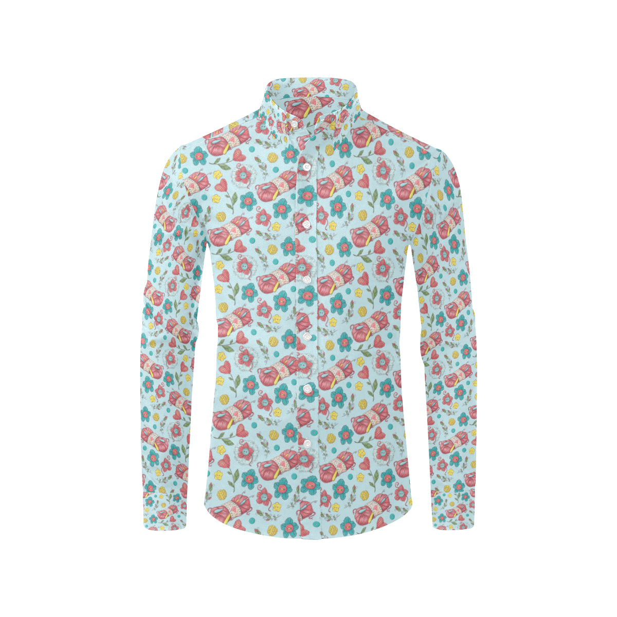 Crochet Pattern Print Design 01 Men's Long Sleeve Shirt