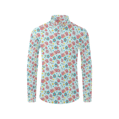 Crochet Pattern Print Design 01 Men's Long Sleeve Shirt