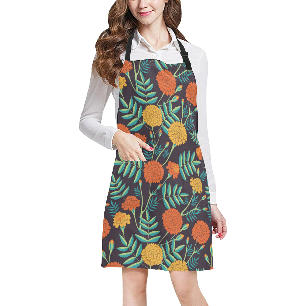 Marigold Pattern Print Design MR01 Apron with Pocket