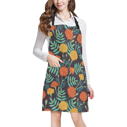 Marigold Pattern Print Design MR01 Apron with Pocket