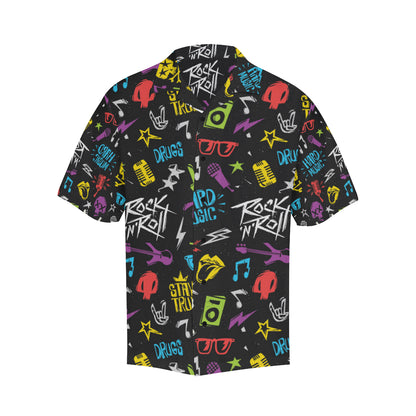 Rock and Roll Pattern Print Design A02 Men's Hawaiian Shirt