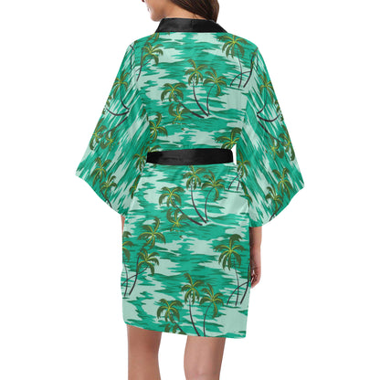 Palm Tree Pattern Print Design A01 Women's Short Kimono