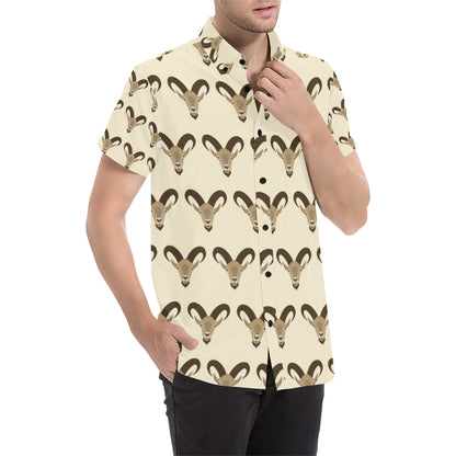 Goat Pattern Print Design 01 Men's Short Sleeve Button Up Shirt