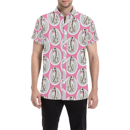 Rabbit Pattern Print Design RB019 Men's Short Sleeve Button Up Shirt