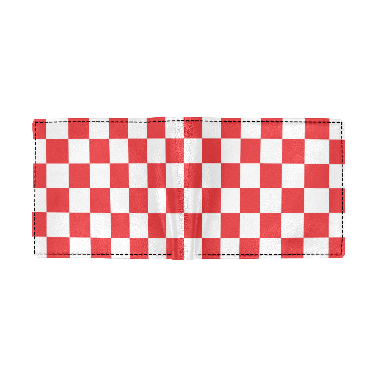 Checkered Red Pattern Print Design 04 Men's ID Card Wallet