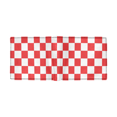 Checkered Red Pattern Print Design 04 Men's ID Card Wallet
