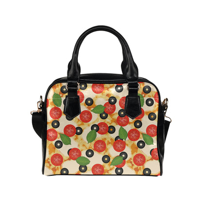 Pizza Pattern Print Design A05 Shoulder Handbag