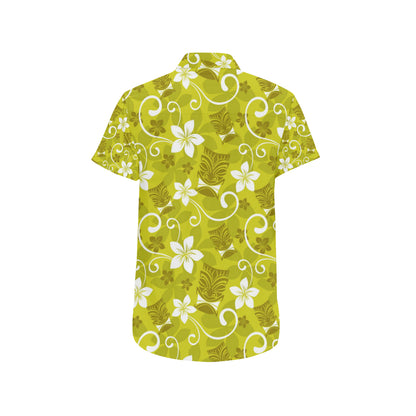 Hawaiian Themed Pattern Print Design H019 Men's Short Sleeve Button Up Shirt
