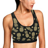 Gold Pineapple Hibiscus Sports Bra