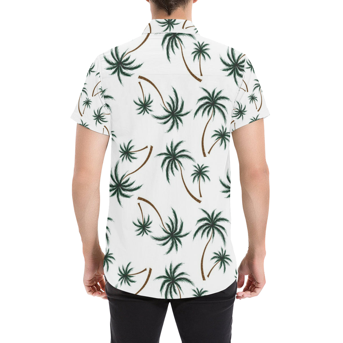 Palm Tree Pattern Print Design PT07 Men's Short Sleeve Button Up Shirt