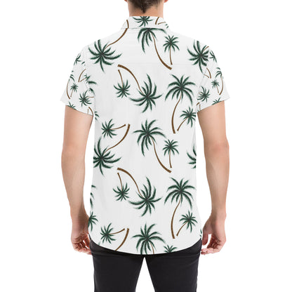 Palm Tree Pattern Print Design PT07 Men's Short Sleeve Button Up Shirt