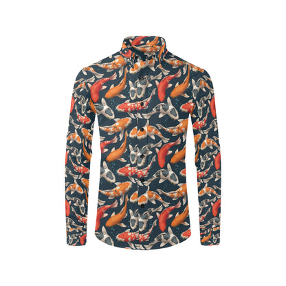 Koi Carp Cute Design Themed Print Men's Long Sleeve Shirt