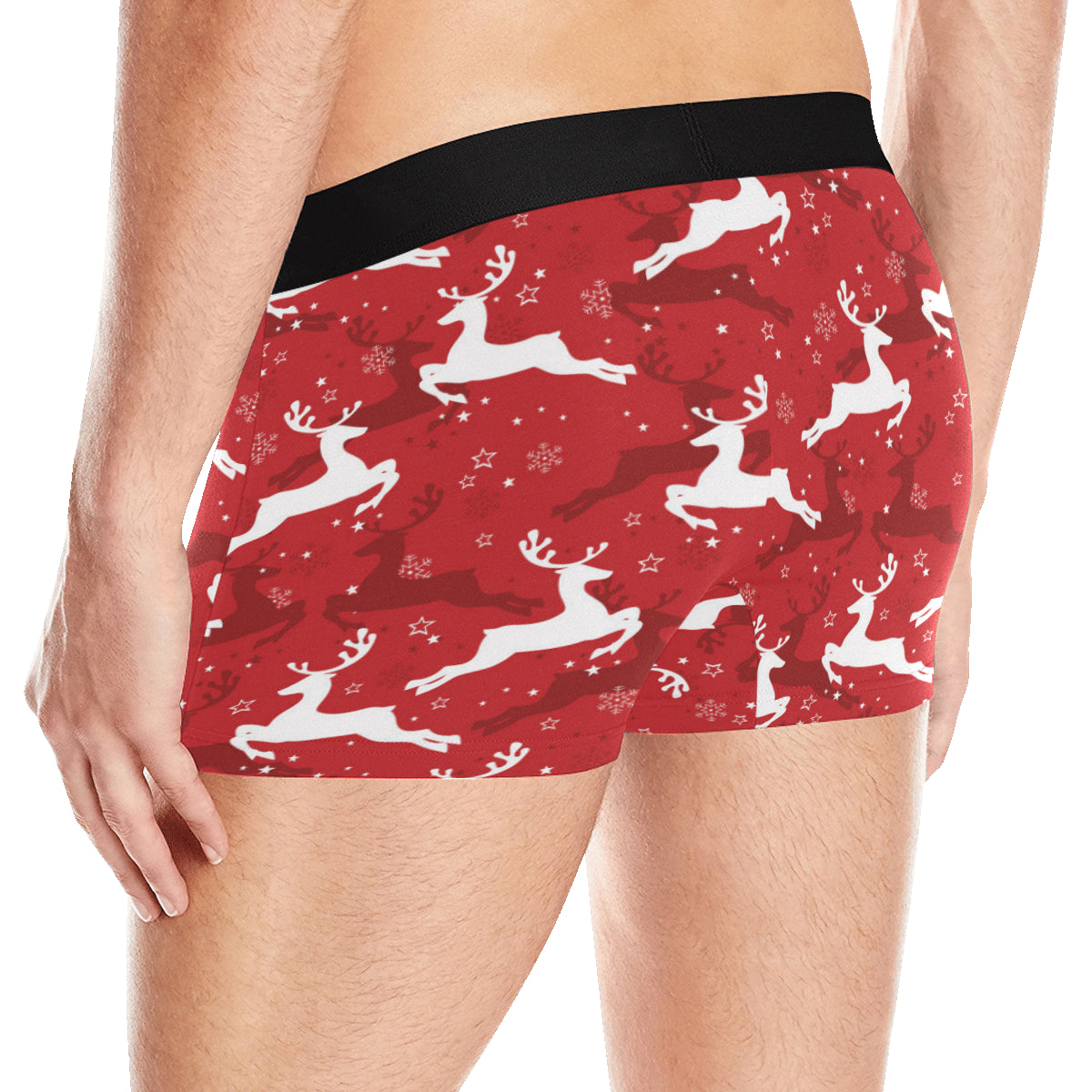 Reindeer Red Pattern Print Design 01 Men's Boxer Briefs
