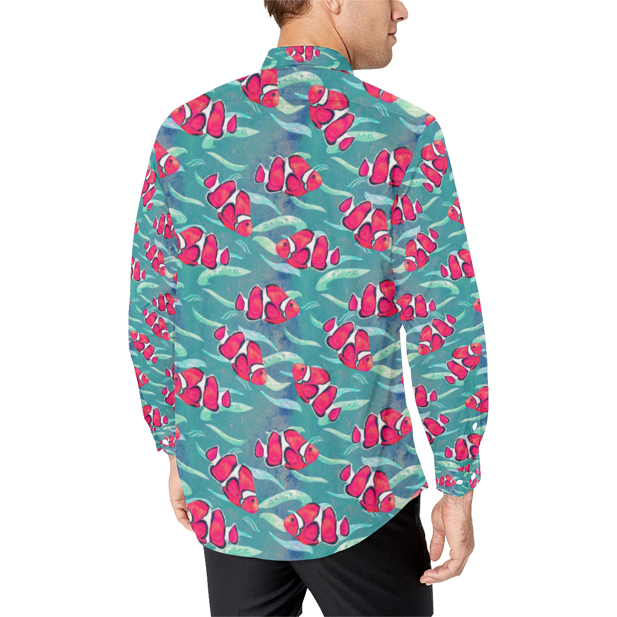 Clownfish Pattern Print Design 02 Men's Long Sleeve Shirt