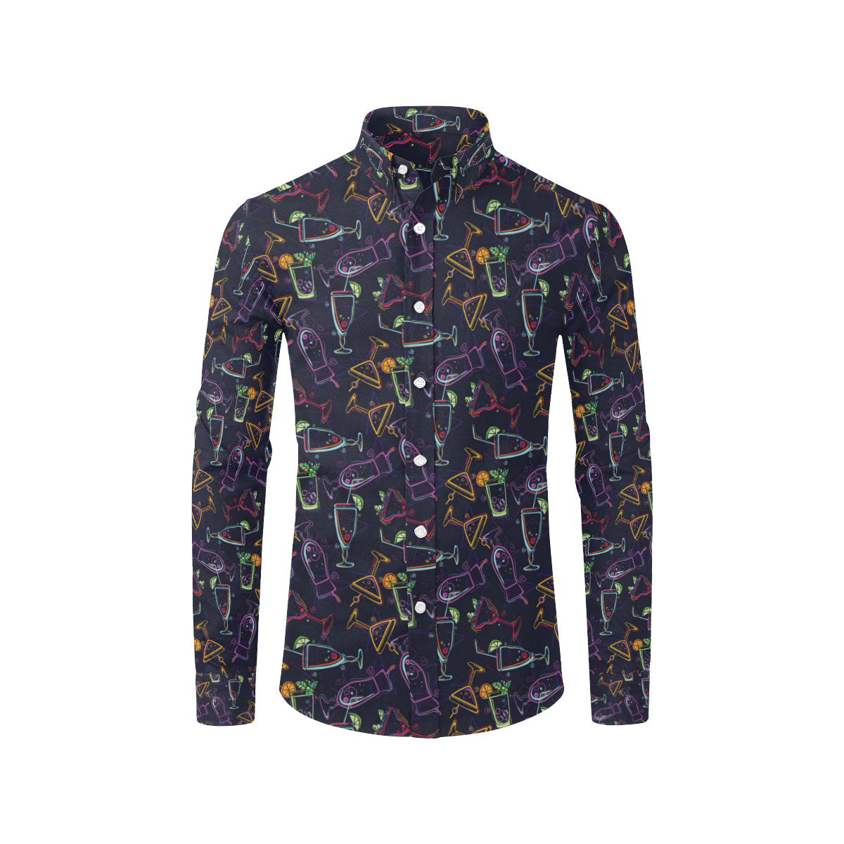 Cocktail Pattern Print Design 04 Men's Long Sleeve Shirt