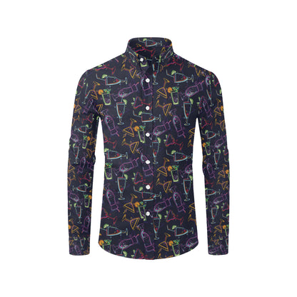 Cocktail Pattern Print Design 04 Men's Long Sleeve Shirt