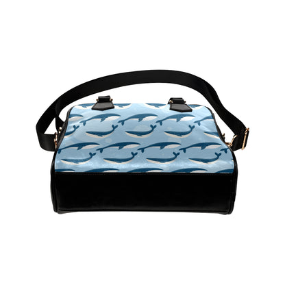 Blue Whale Pattern Print Design 02 Shoulder Handbag