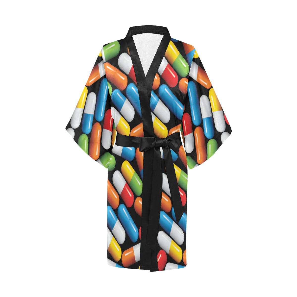 Pill Pattern Print Design A02 Women's Short Kimono