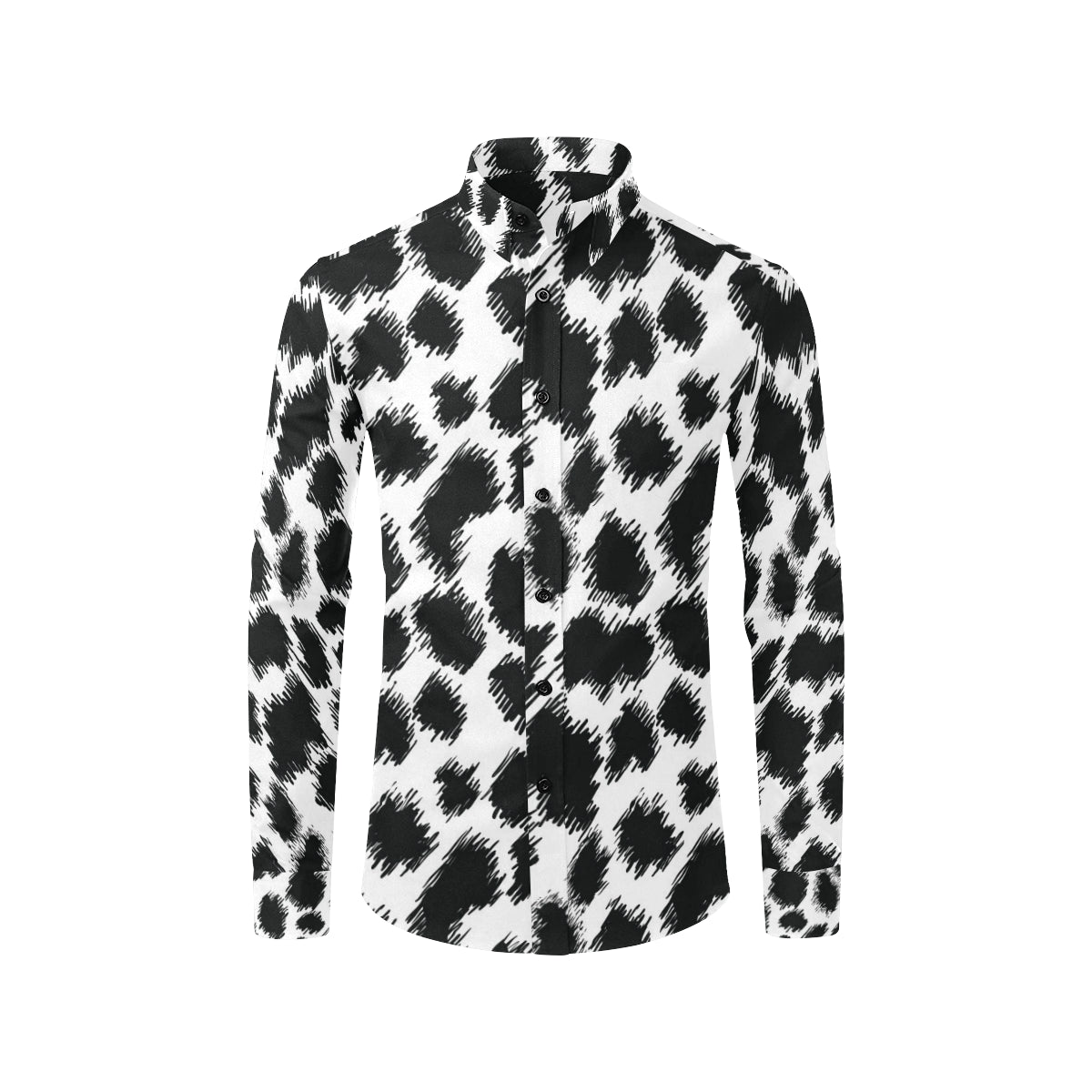 Cheetah Black Print Pattern Men's Long Sleeve Shirt