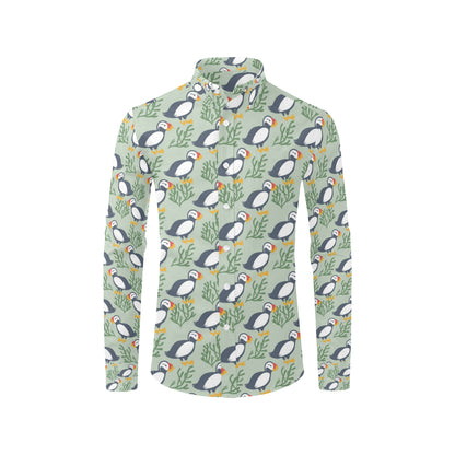 Puffin Pattern Print Design A04 Men's Long Sleeve Shirt