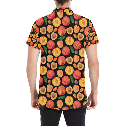 Peach Pattern Print Design A02 Men's Short Sleeve Button Up Shirt