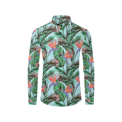 Bird Of Paradise Pattern Print Design BOP01 Men's Long Sleeve Shirt