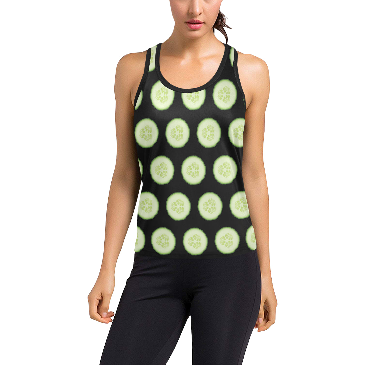 Cucumber Pattern Print Design CC02 Women's Racerback Tank Top