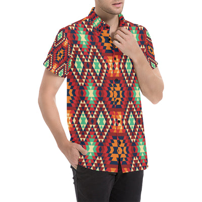 Native Pattern Print Design A07 Men's Short Sleeve Button Up Shirt