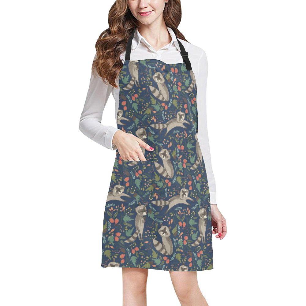 Raccoon Pattern Print Design A02 Apron with Pocket