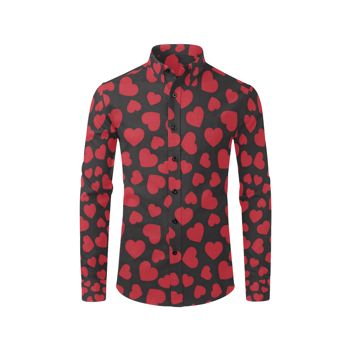 Heart Red Pattern Print Design HE01 Men's Long Sleeve Shirt