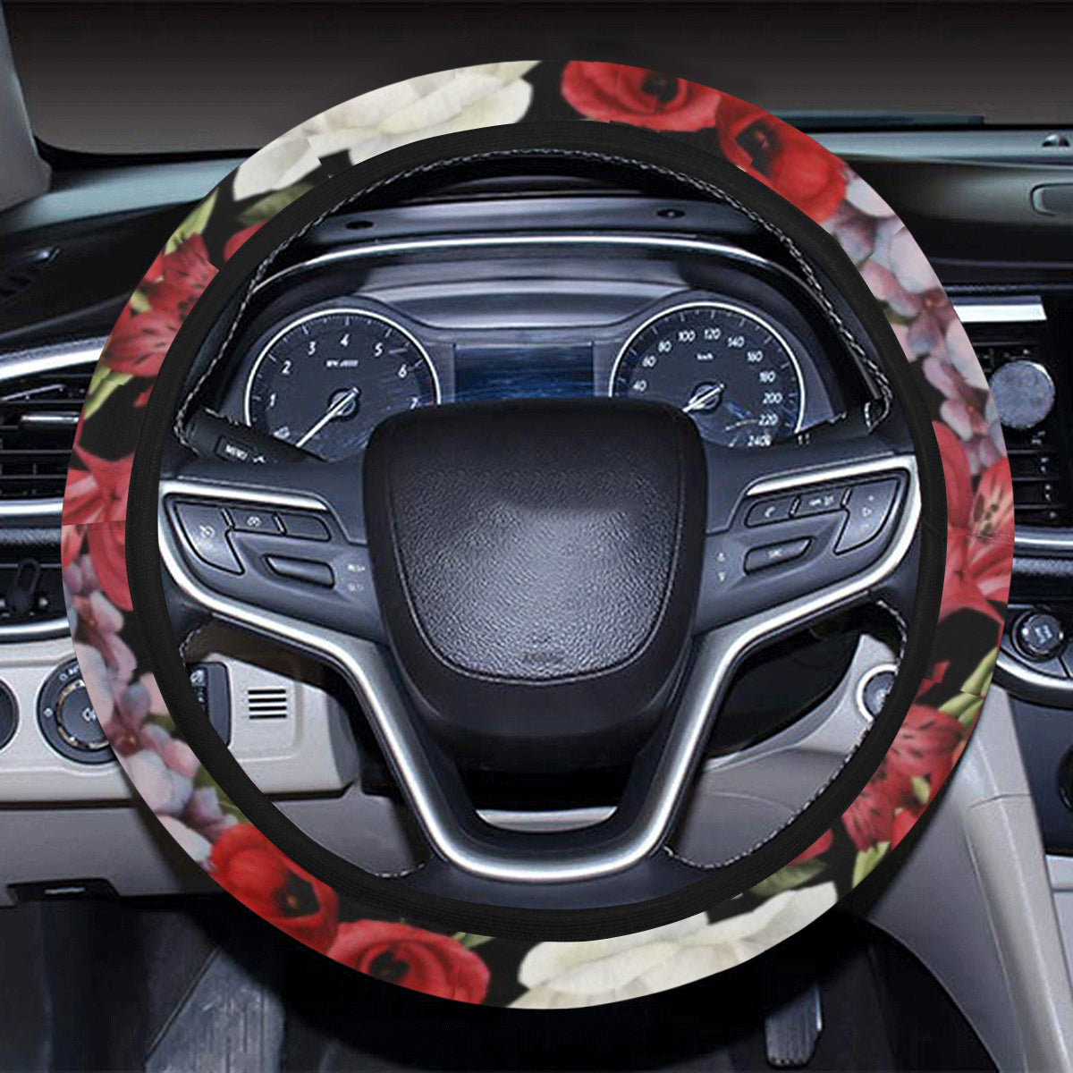 Summer Floral Pattern Print Design SF04 Steering Wheel Cover with Elastic Edge