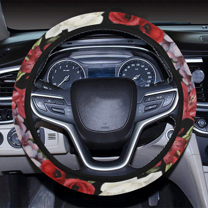 Summer Floral Pattern Print Design SF04 Steering Wheel Cover with Elastic Edge