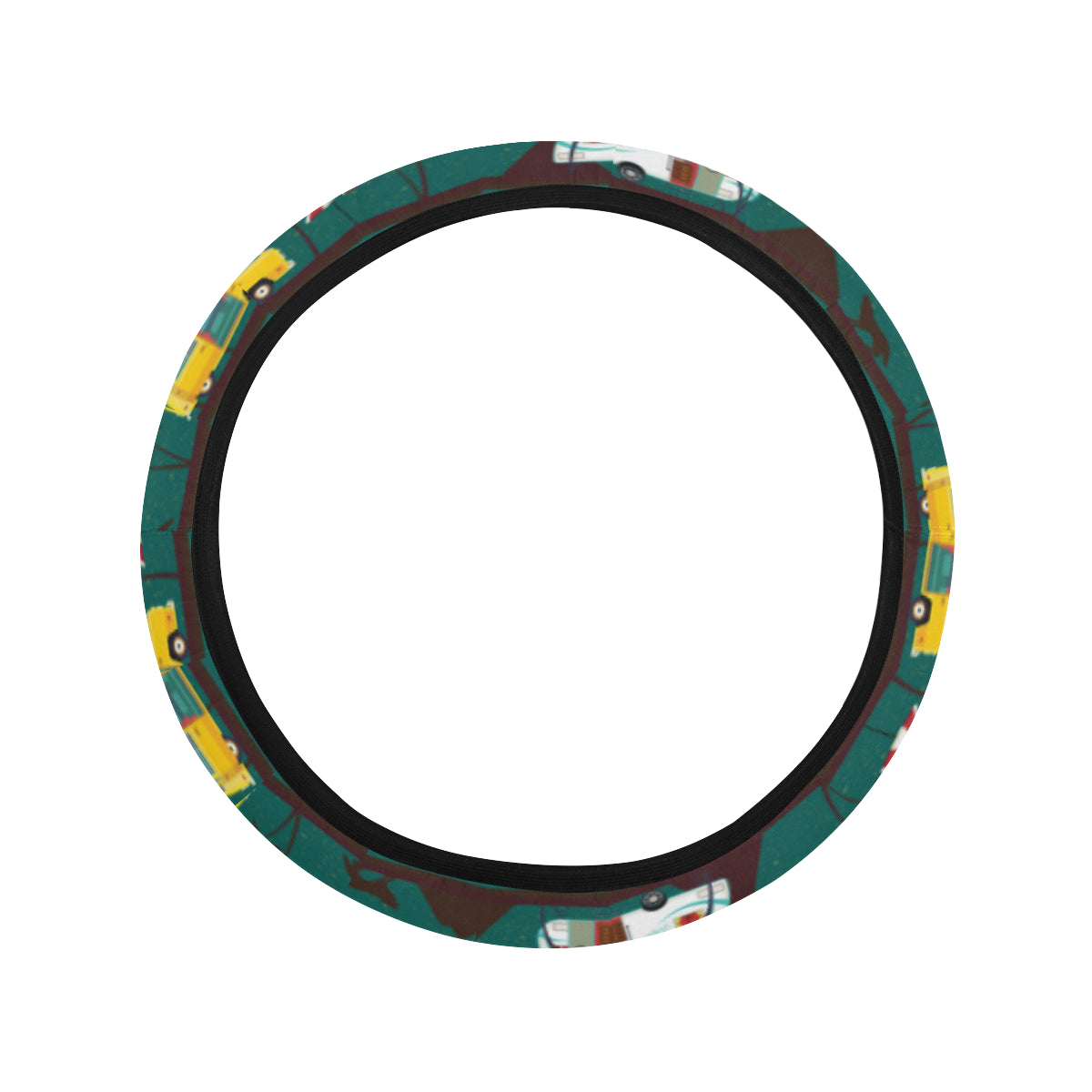 Camper Pattern Print Design 05 Steering Wheel Cover with Elastic Edge
