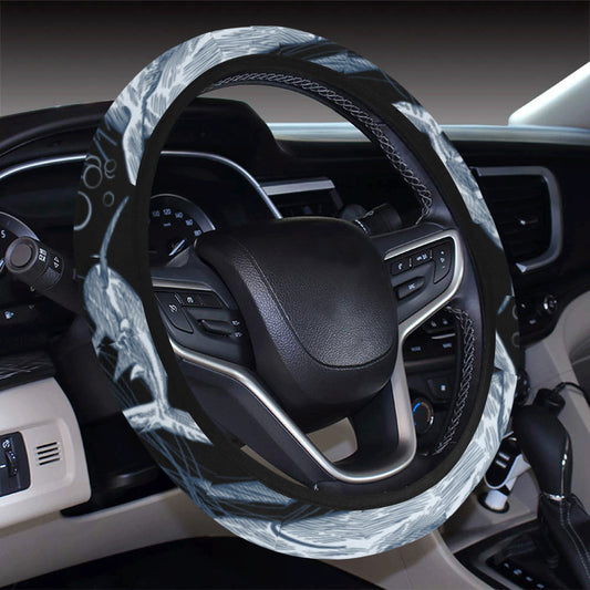 Shark Print Pattern Steering Wheel Cover with Elastic Edge